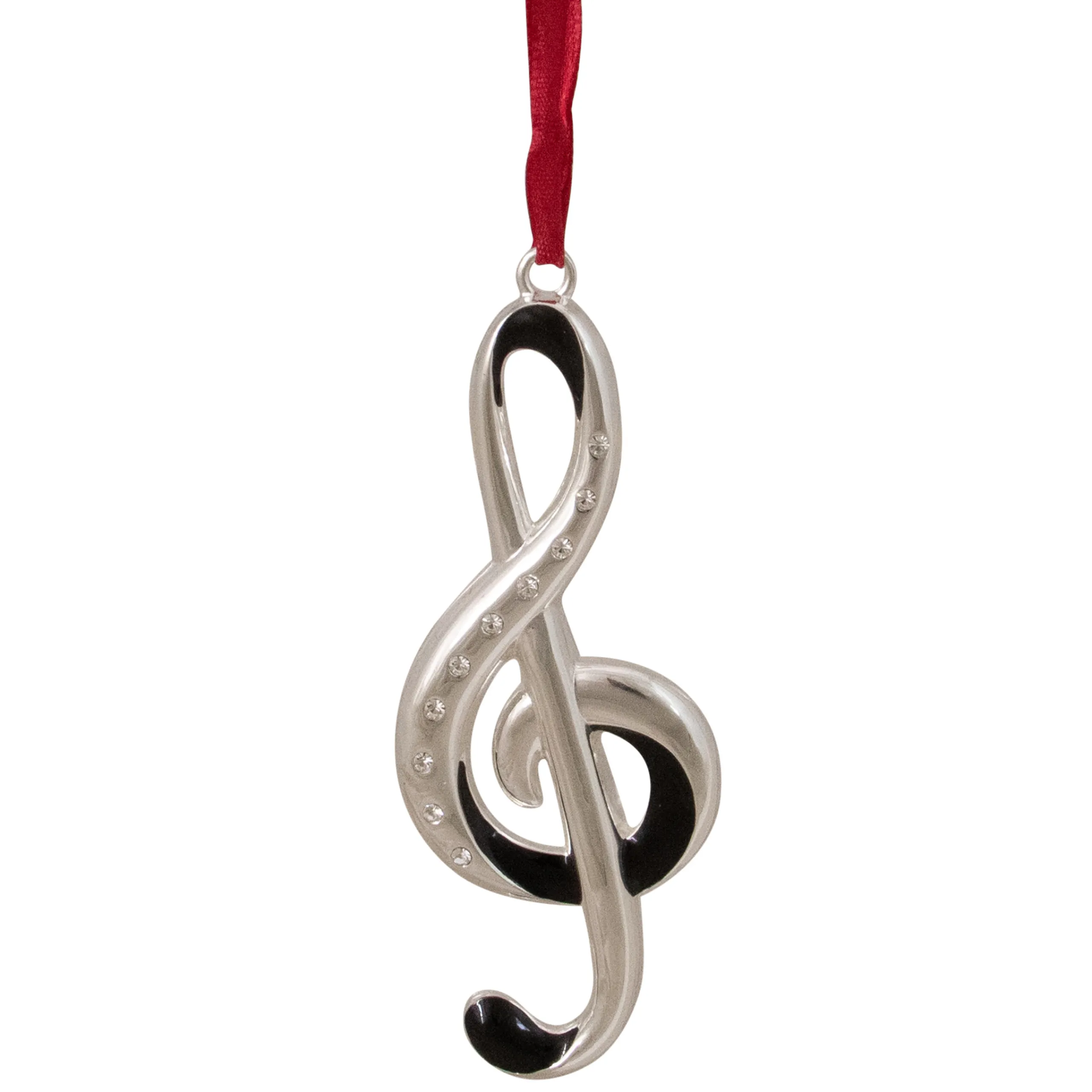 Northlight Entertainment>4" Silver And Black Clef Music Note European Crystals Christmas Ornament