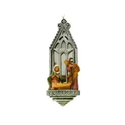 Nativities*Roman 6.25" Silver And Brown Fontanini Holy Family Mirrored Arch Christmas Nativity Ornament