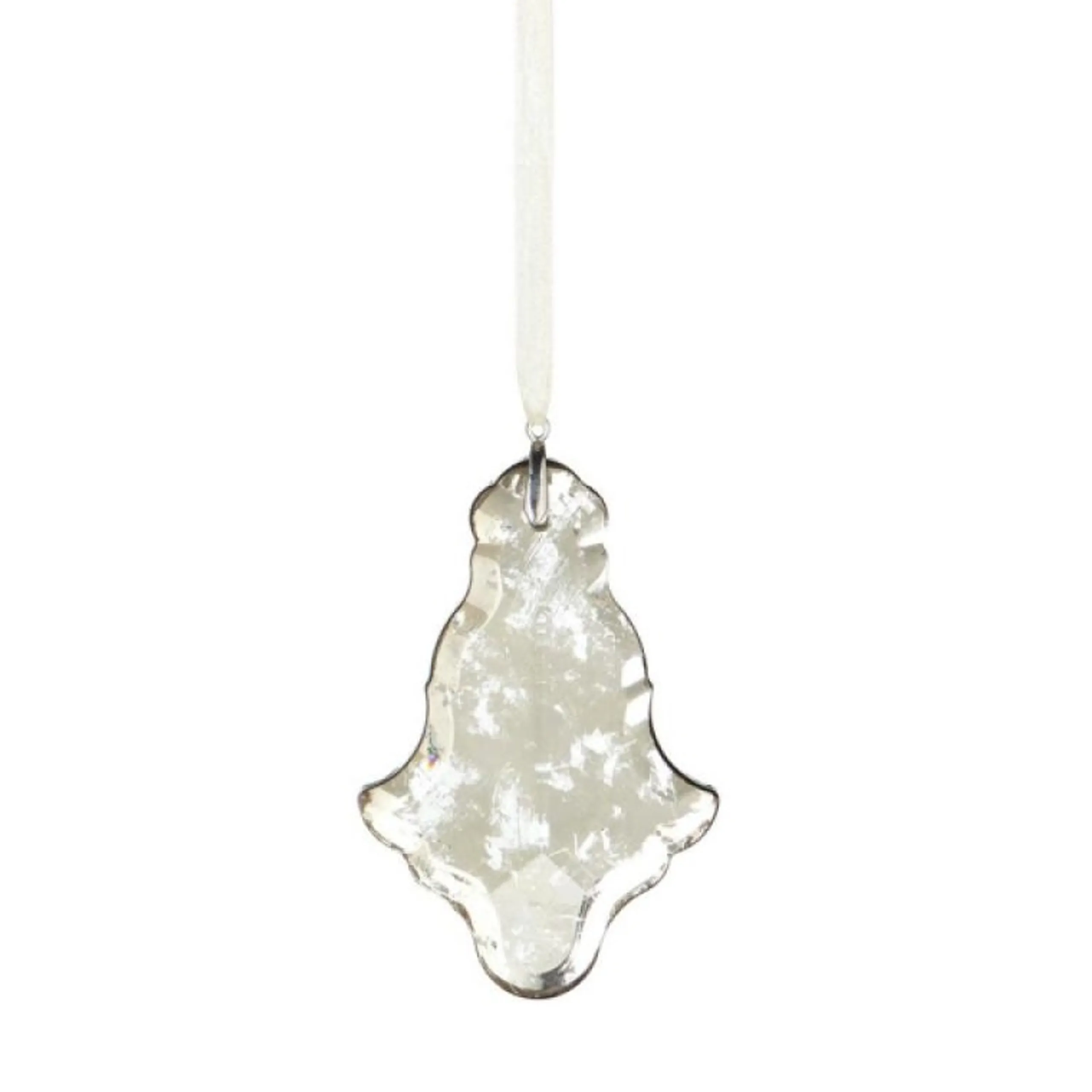 Midwest Pendants & Drops>4" Silver And Ivory Glass Gem Christmas Ornament