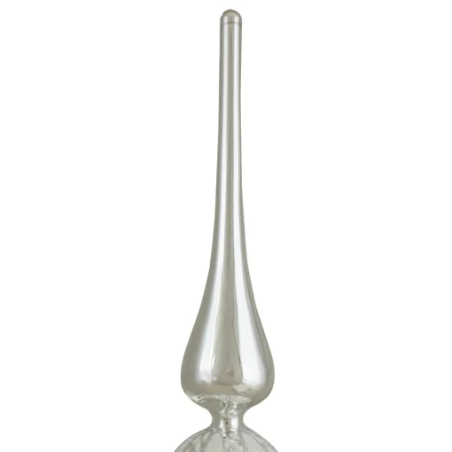 Finial Tree Toppers*Northlight 14.75" Silver And White Glitter Glass Finial Christmas Tree Topper