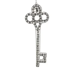 Allstate Victorian>10" Silver Antique Finish Rhinestone Embellished Key Christmas Ornament