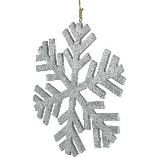 Northlight Snowflakes>11.75" Silver Glitter Drenched Snowflake Christmas Ornament