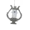 KSA Entertainment>5" Silver Glittered Lyre Harp With White Bow Musical Instrument Christmas Ornament