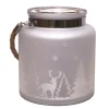Candles & Holders*Northlight 8" Silver Matte Winter Scene Christmas Pillar Candle Holder Lantern