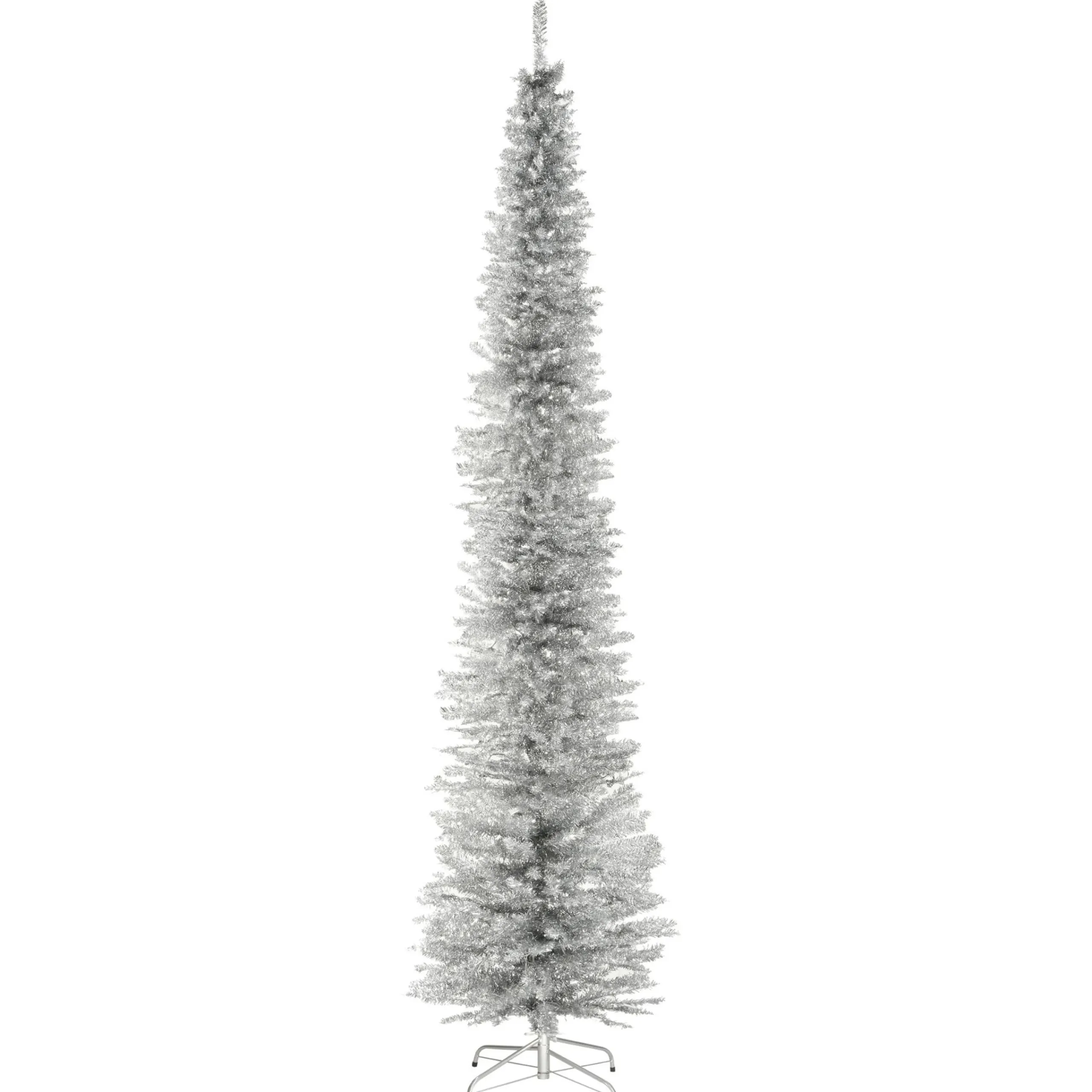 National Tree Company 9 And 9.5 Feet Tall>9' Silver Pencil Tinsel Artificial Christmas Tree, Unlit