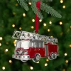 Northlight Occupations>3.5" Silver Plated Fire Truck With European Crystals Christmas Ornament