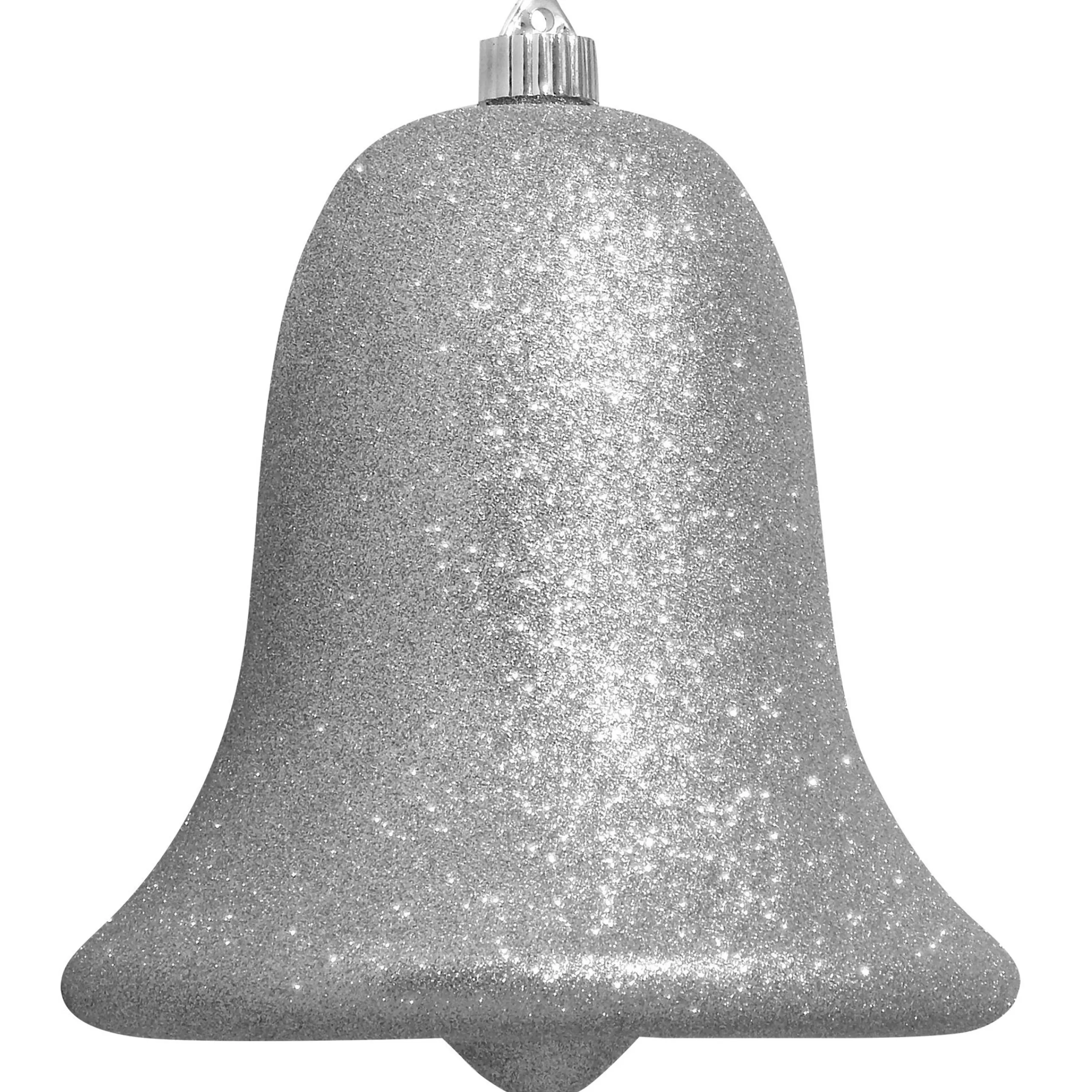 Christmas by Krebs Bells & Jingle Buddies>9" Silver Shatterproof Glitter Christmas Bell Ornament