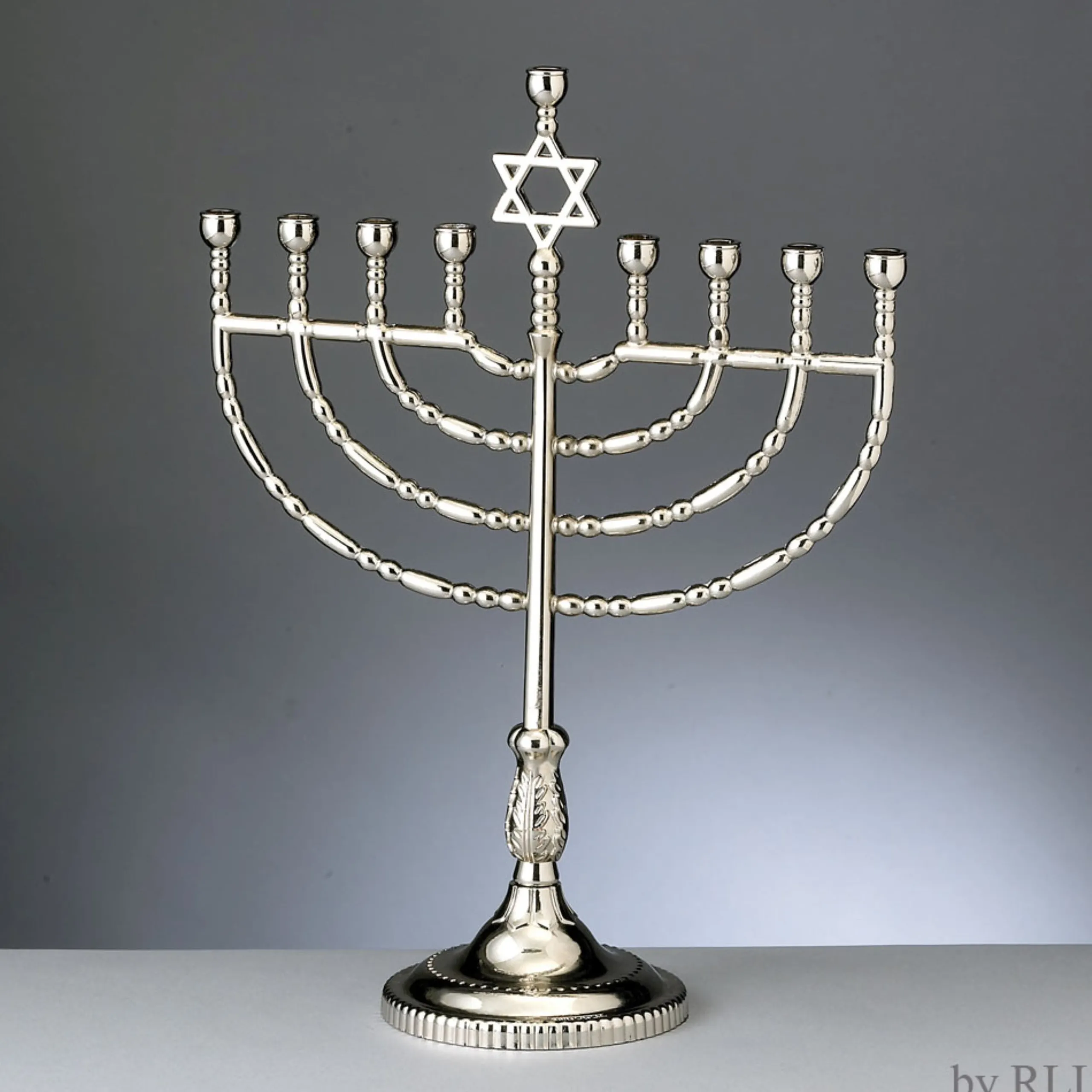 Rite Lite 11.5" Silver Solid Traditional Hanukkah Menorah Candles Stand