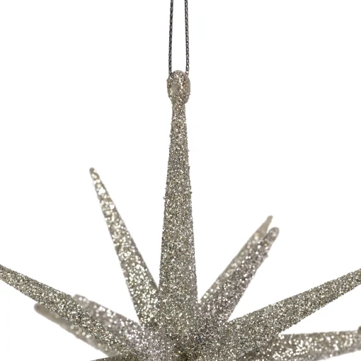 Northlight Stars>6" Silver Sparkling Starburst Hanging Christmas Ornament