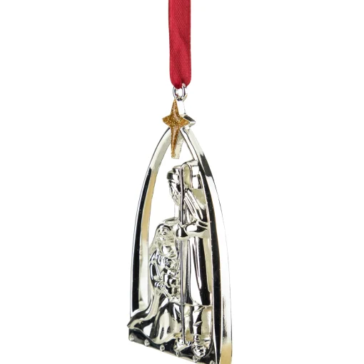 Northlight Nativity & Religious>3.5" Silver-Plated Nativity Scene Christmas Ornament With European Crystals
