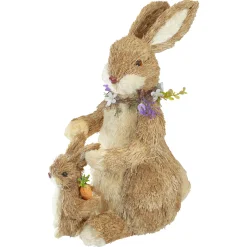 Northlight 14" Sisal Mommy And Baby Bunny Easter Figure