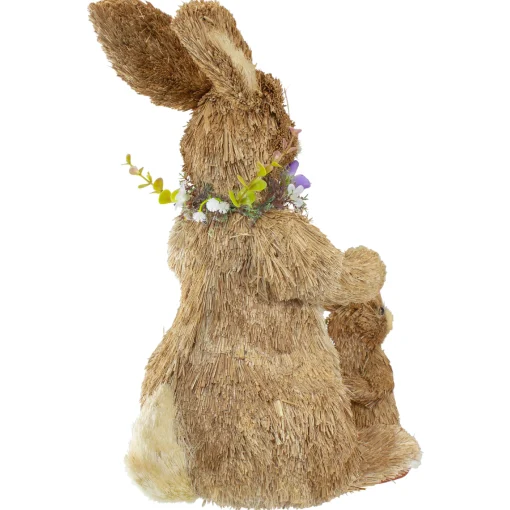 Northlight 14" Sisal Mommy And Baby Bunny Easter Figure