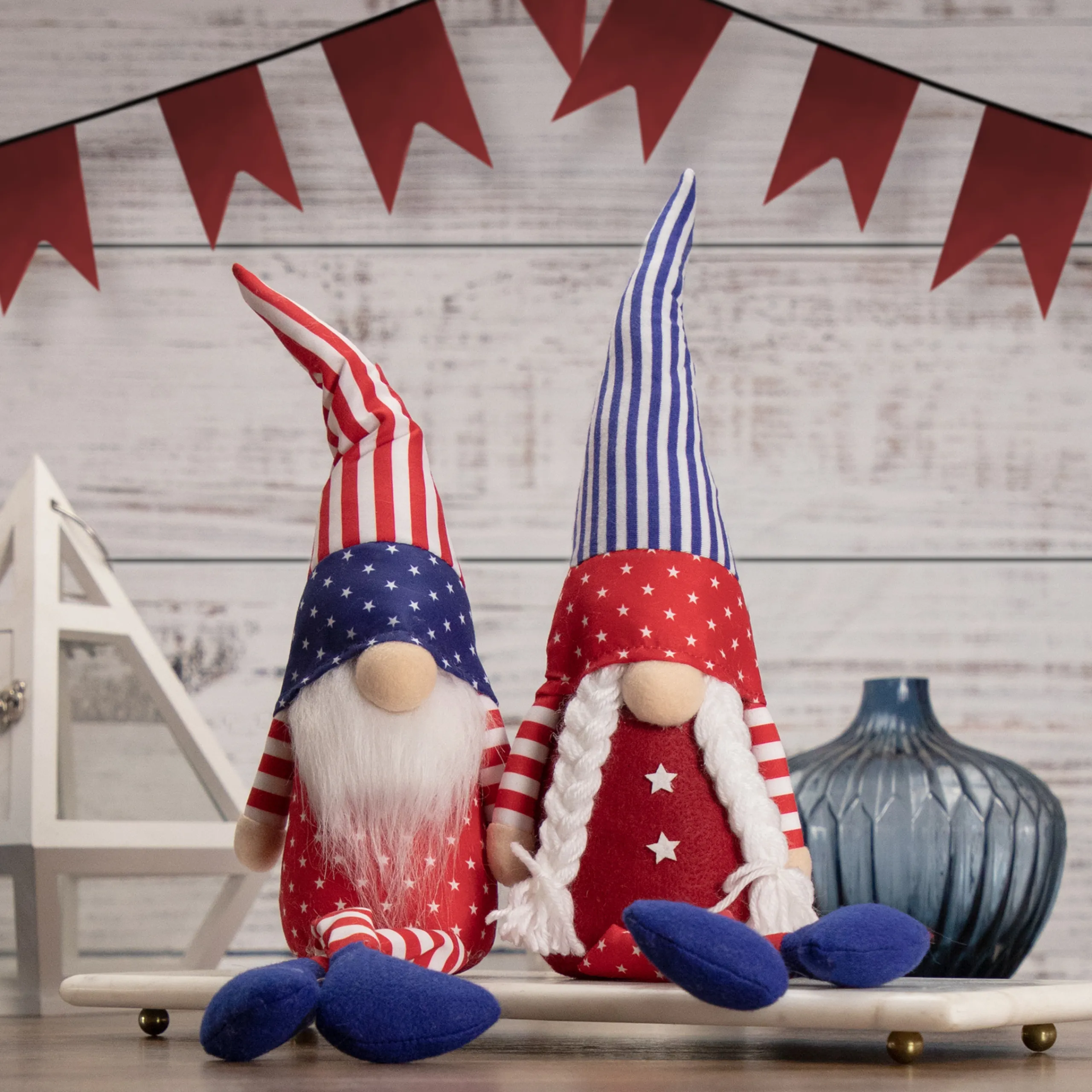 Northlight 17.75" Sitting Patriotic Girl 4Th Of July Gnome