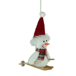 Northlight Snowmen>9.5" Skiing Snowman With Red Santa Hat Christmas Ornament