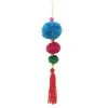 Northlight Pendants & Drops>10.25" Sky Blue And Pink Pom-Pom Hanging Christmas Ornament