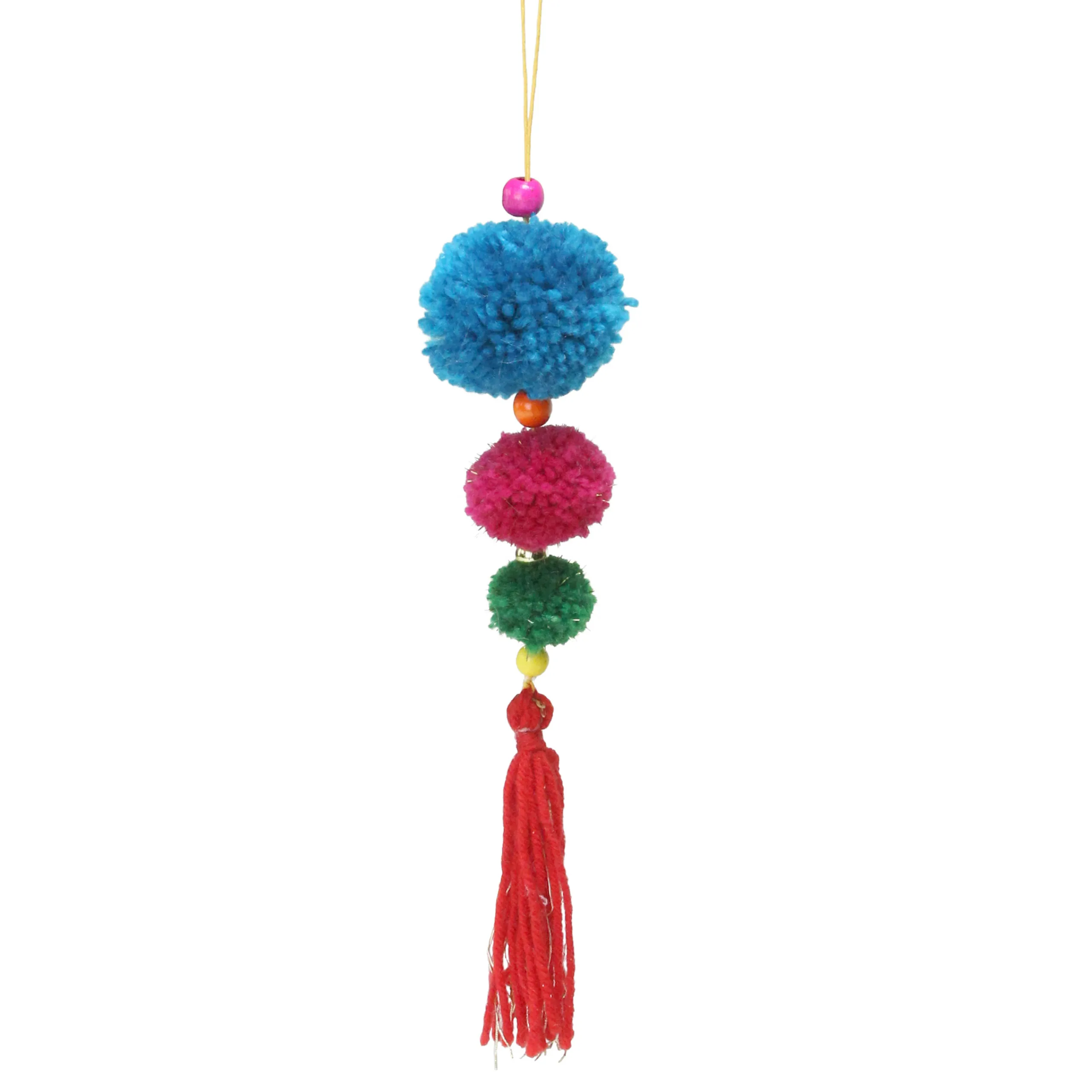 Northlight Pendants & Drops>10.25" Sky Blue And Pink Pom-Pom Hanging Christmas Ornament