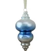 Northlight Finials>6" Sky Blue And Silver Hanging Glass Christmas Finial Ornament