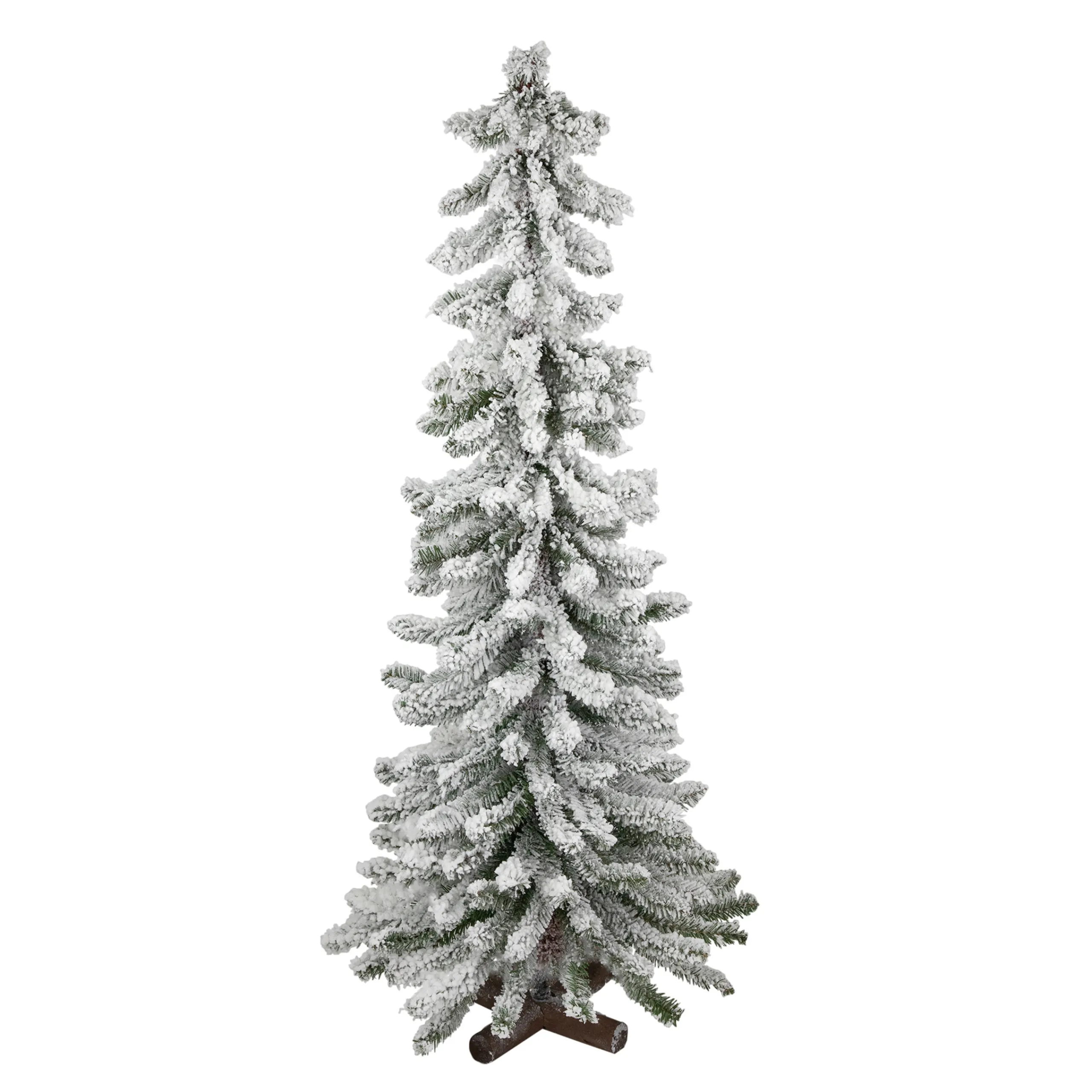 Northlight Alpine Trees>4' Slim Flocked Alpine Artificial Christmas Tree, Unlit