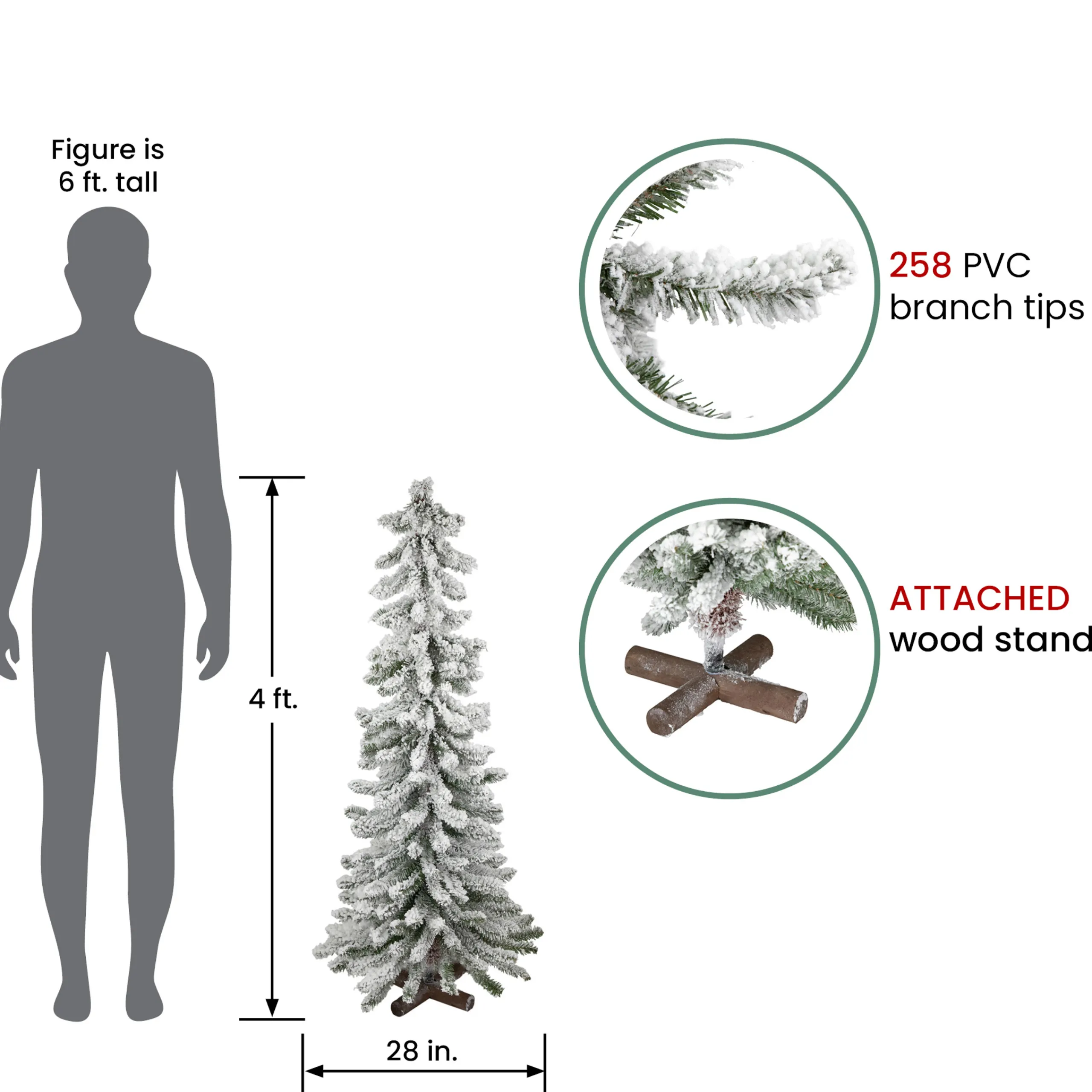 Northlight Alpine Trees>4' Slim Flocked Alpine Artificial Christmas Tree, Unlit