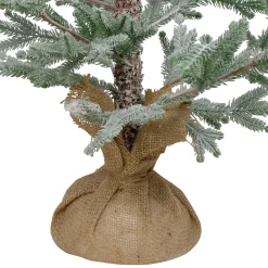 Northlight Potted Trees></noscript>4' Snow Covered Frosted Pine Artificial Christmas Tree With Jute Base – Unlit