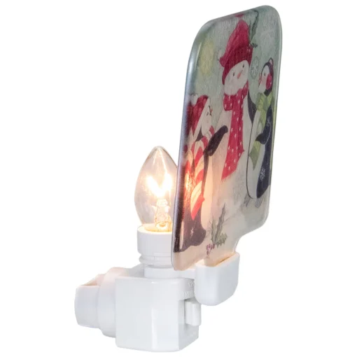 Northlight 4" Snowman And Penguins Glass Christmas Night Light