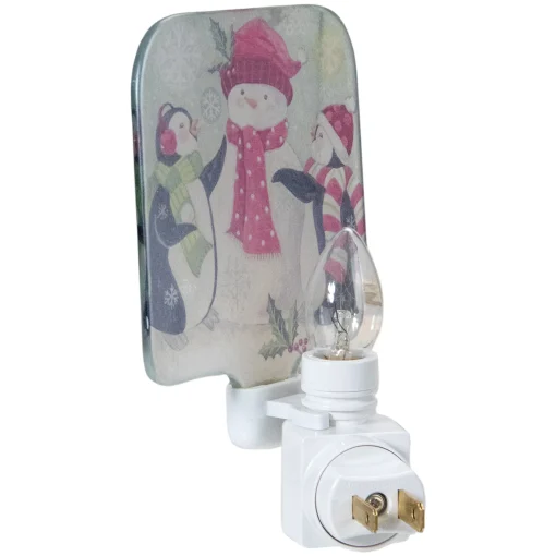 Northlight 4" Snowman And Penguins Glass Christmas Night Light