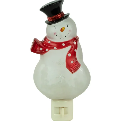 Northlight 6.75" Snowman Wearing Red Scarf Christmas Night Light