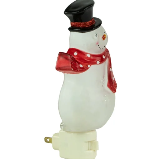 Northlight 6.75" Snowman Wearing Red Scarf Christmas Night Light
