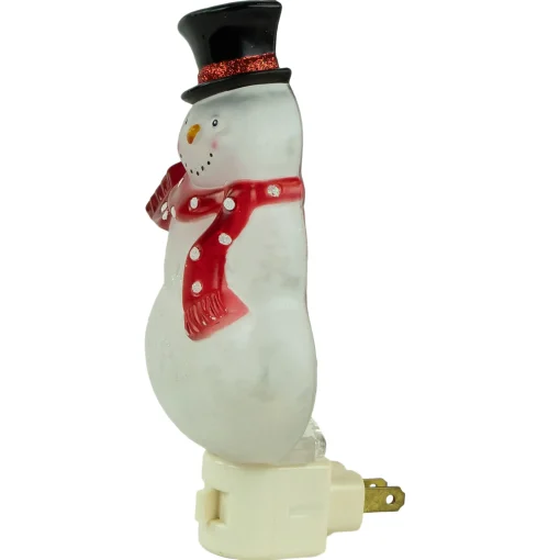 Northlight 6.75" Snowman Wearing Red Scarf Christmas Night Light