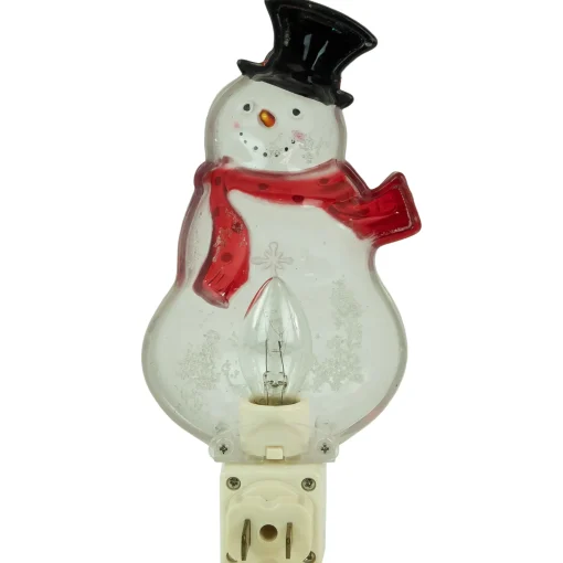 Northlight 6.75" Snowman Wearing Red Scarf Christmas Night Light