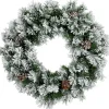 Unlit Wreaths*Northlight 36" Snowy Flocked Angel Pine With Pine Cones Artificial Christmas Wreath - Unlit