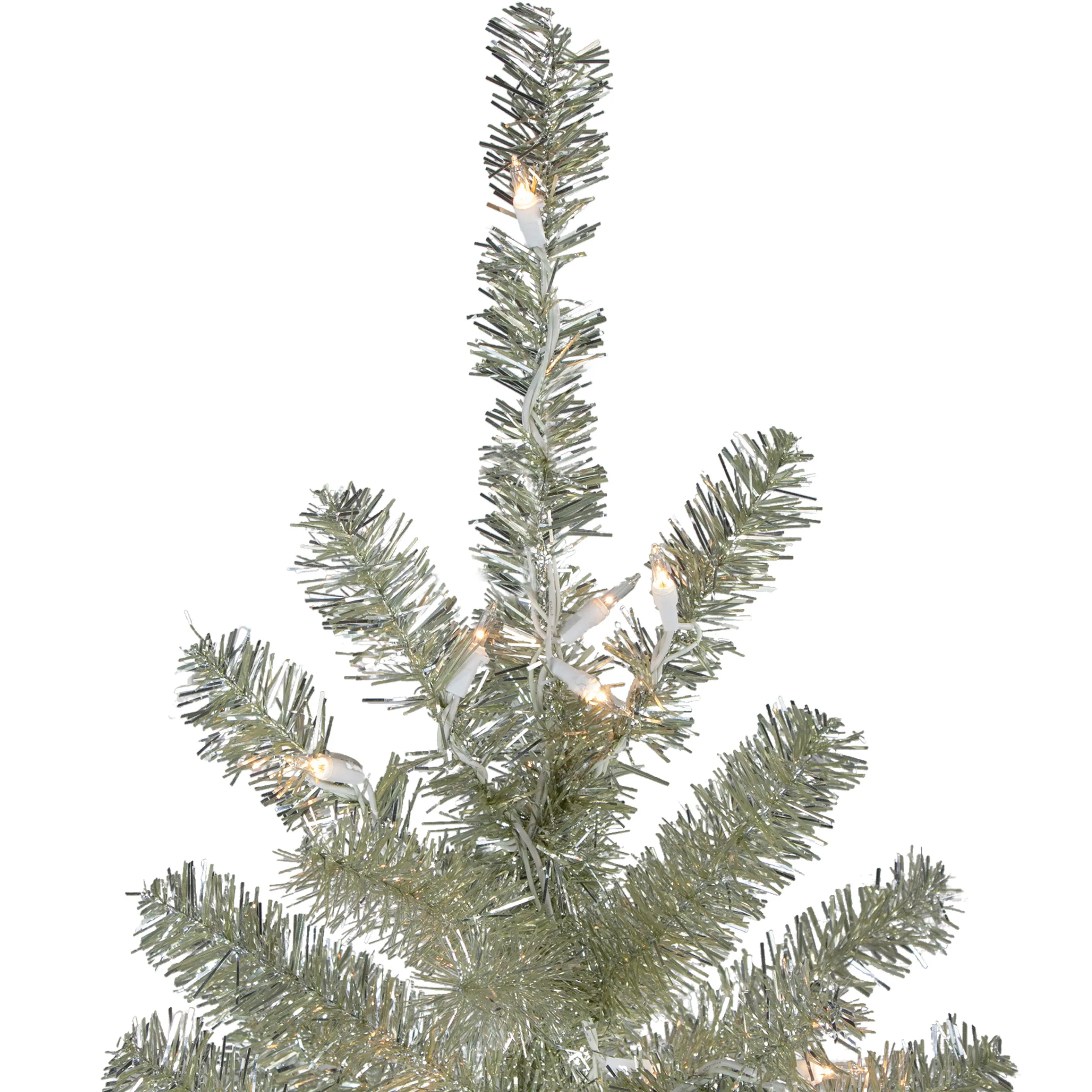 Northlight 4 And 4.5 Feet Tall>4.5' Soft Metallic Champagne Artificial Tinsel Christmas Tree - Clear Lights