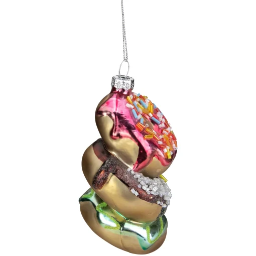 Northlight Food & Beverage>4.25" Stacked Doughnuts Glass Christmas Ornament