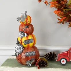 Northlight 18.25" Stacked Pumpkins 'Happy Harvest' Fall Outdoor Decoration