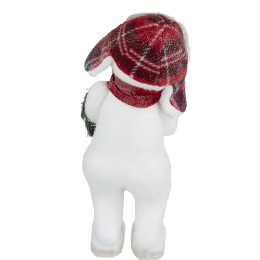 Plush Figures*Northlight 16" Standing Frosted Snowman Holding A Christmas Wreath Tabletop Figure