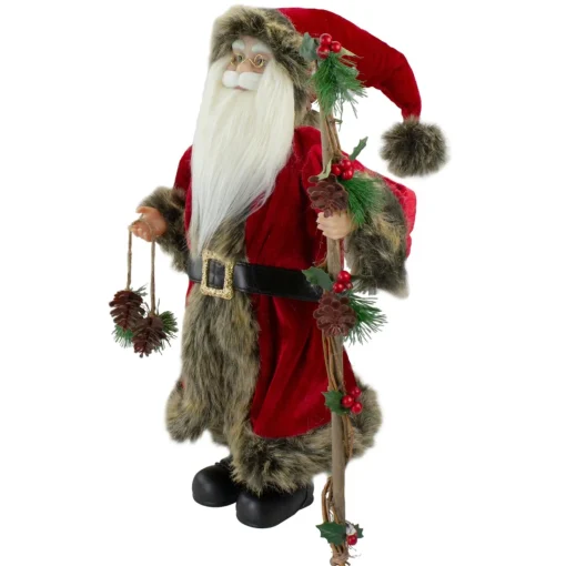 Santa Figures*Northlight 18" Standing Old World Santa Claus With Walking Stick