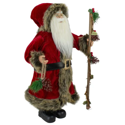 Santa Figures*Northlight 18" Standing Old World Santa Claus With Walking Stick