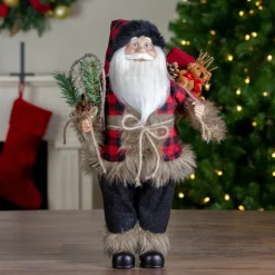 Santa Figures*Northlight 18" Standing Santa Christmas Figure With Snow Shoes And Bear