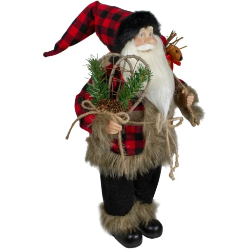 Santa Figures*Northlight 18" Standing Santa Christmas Figure With Snow Shoes And Bear