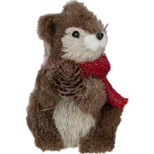 Plush Figures*Northlight 6" Standing Squirrel With Pinecone And Red Scarf Tabletop Christmas Figurine