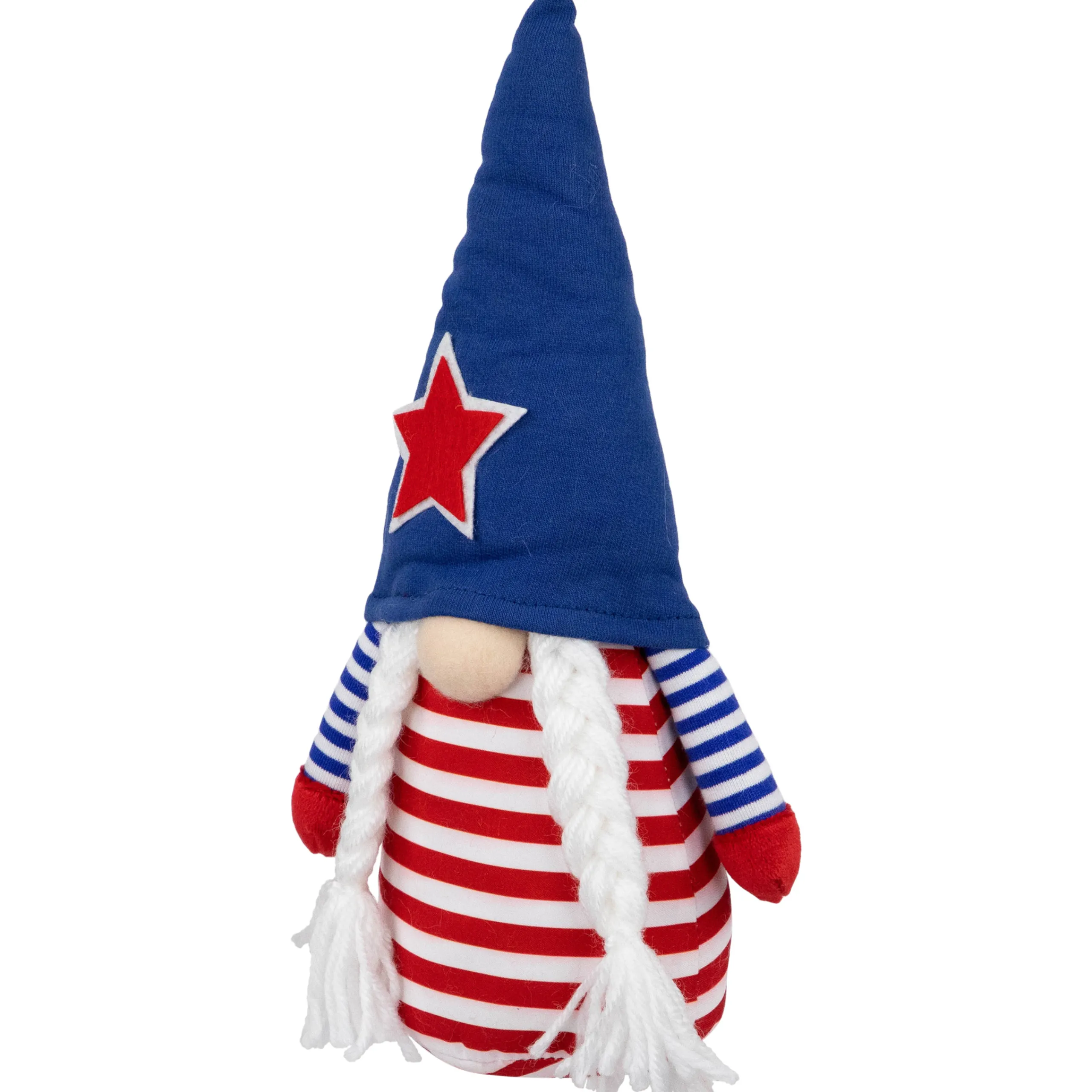 Northlight 10.5" Striped Blue And Red Americana Gnome Girl Patriotic Figure