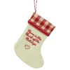 Roman Stockings>6.5" Tan And Red Embroidered Heart Stocking With Gingham Cuff Christmas Ornament