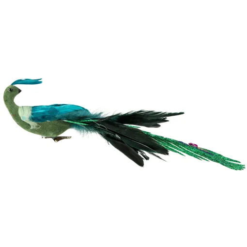 Northlight Animals>12" Teal And Green Peacock With Jewel Clip-On Christmas Ornament