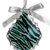 Allstate Pendants & Drops>5.5" Teal Green And Black Glittered Zebra Print Teardrop Prism Christmas Ornament