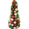 Table Top Pieces*Northlight 15.75" Traditional Colors 3-Finish Shatterproof Ball Christmas Tree With Tinsel