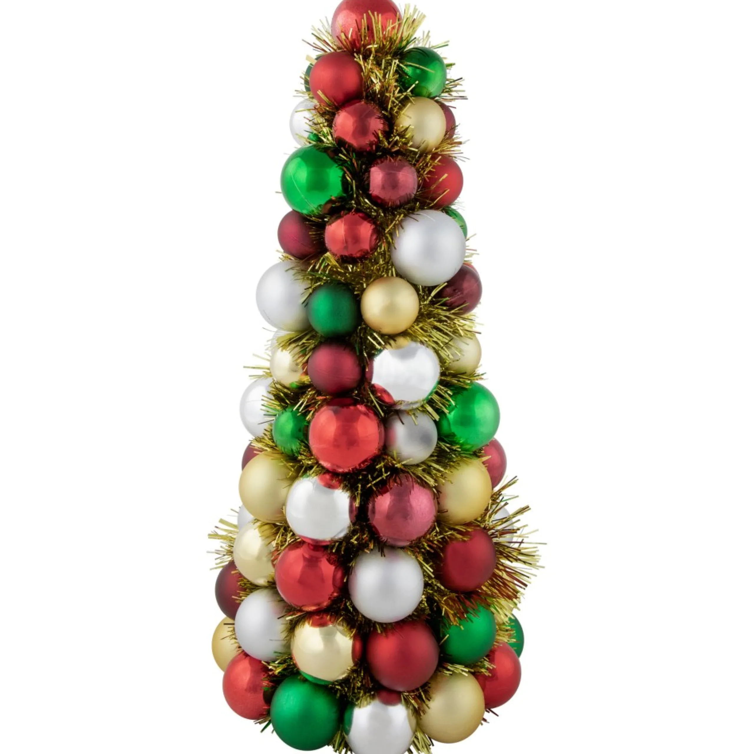Table Top Pieces*Northlight 15.75" Traditional Colors 3-Finish Shatterproof Ball Christmas Tree With Tinsel