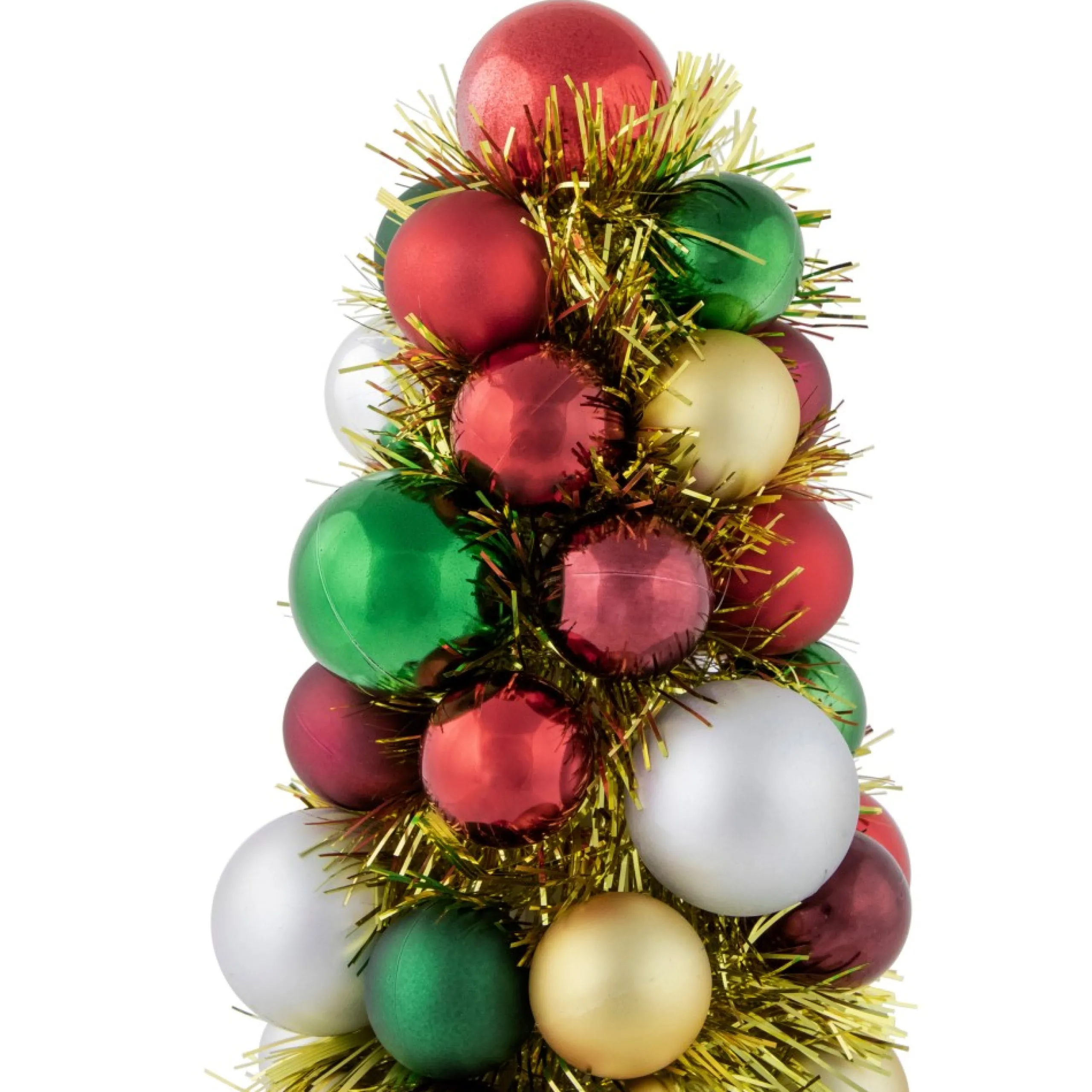 Table Top Pieces*Northlight 15.75" Traditional Colors 3-Finish Shatterproof Ball Christmas Tree With Tinsel