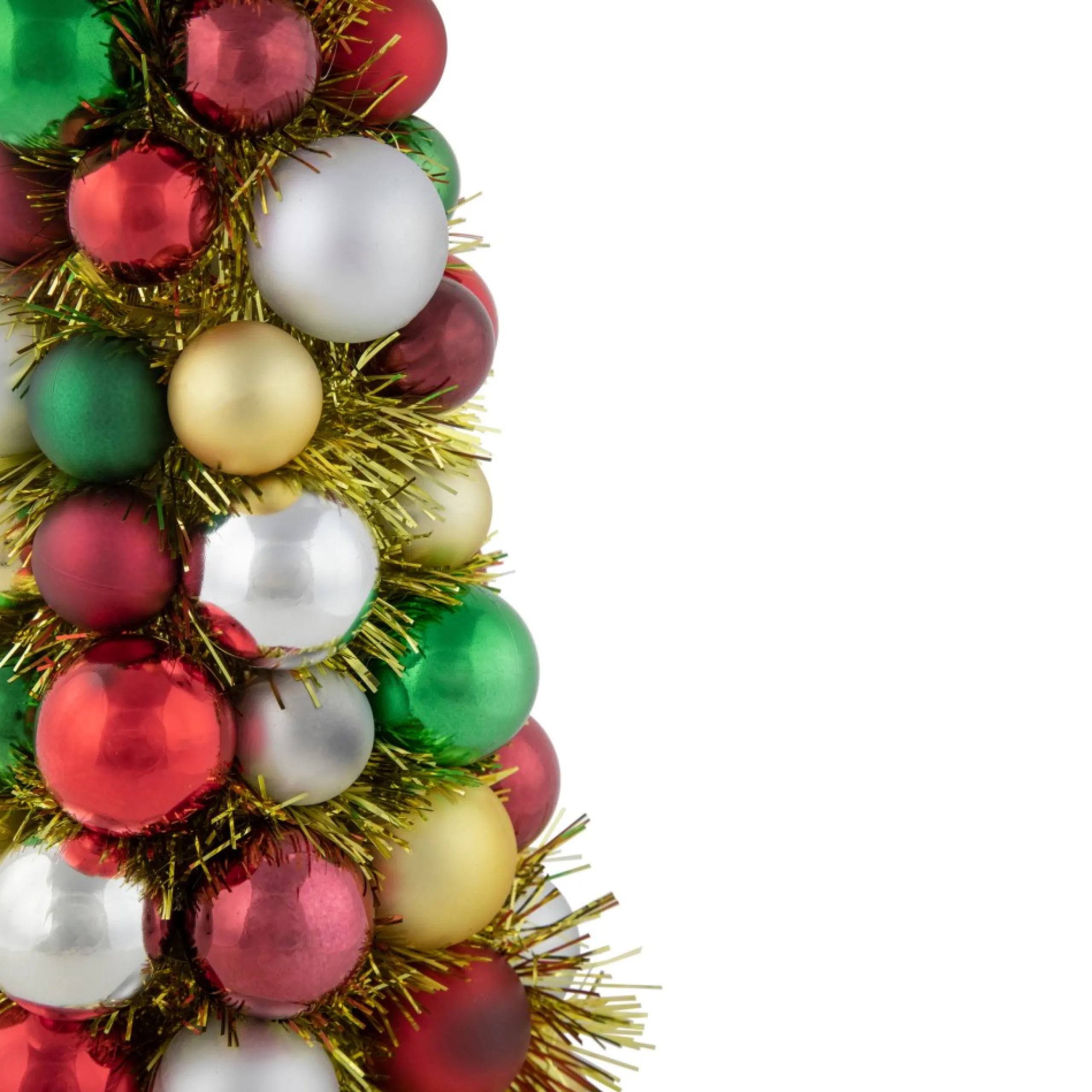 Table Top Pieces*Northlight 15.75" Traditional Colors 3-Finish Shatterproof Ball Christmas Tree With Tinsel