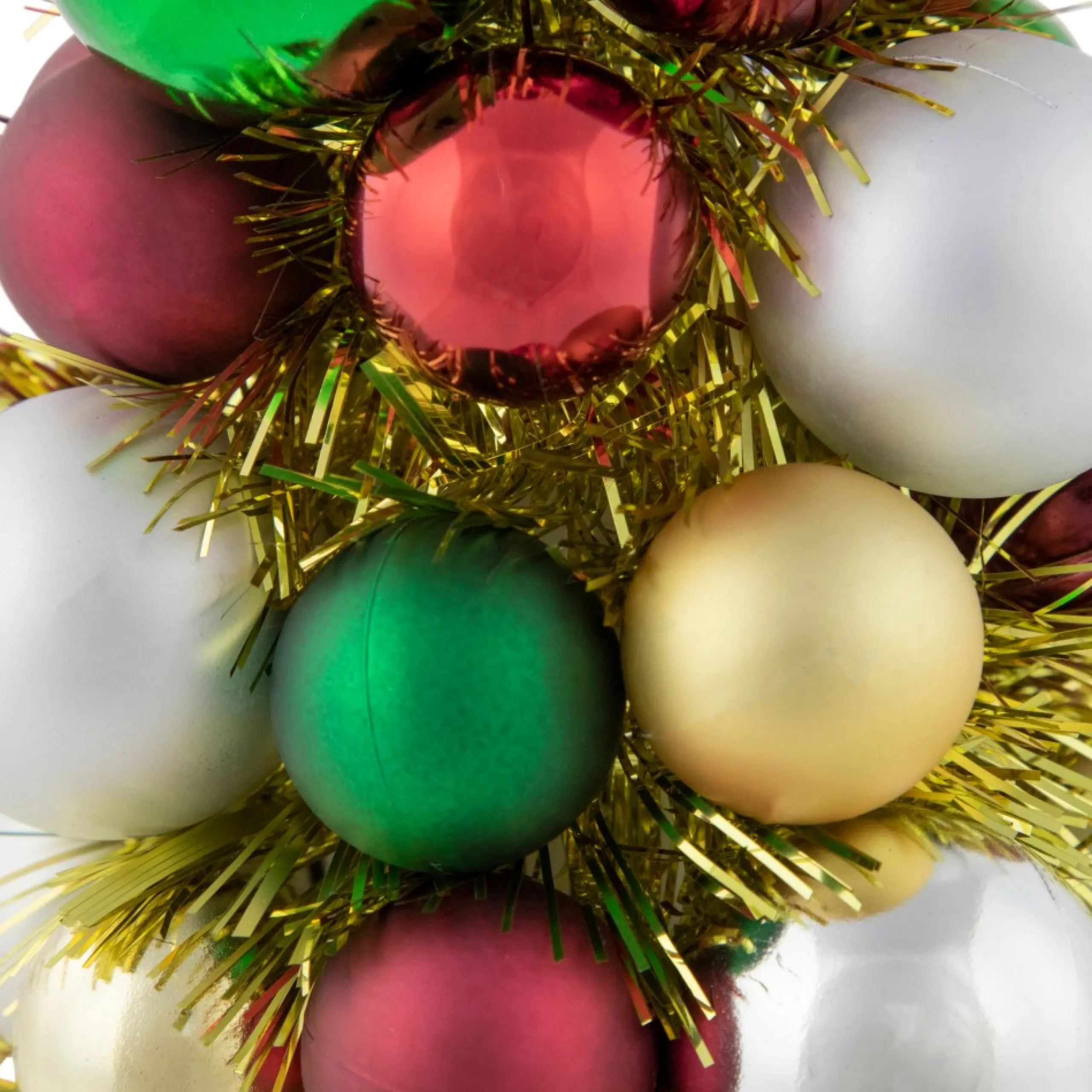 Table Top Pieces*Northlight 15.75" Traditional Colors 3-Finish Shatterproof Ball Christmas Tree With Tinsel