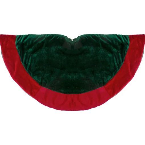 Mini Tree Skirts*Northlight 26" Traditional Green And Red Velveteen Christmas Tree Skirt